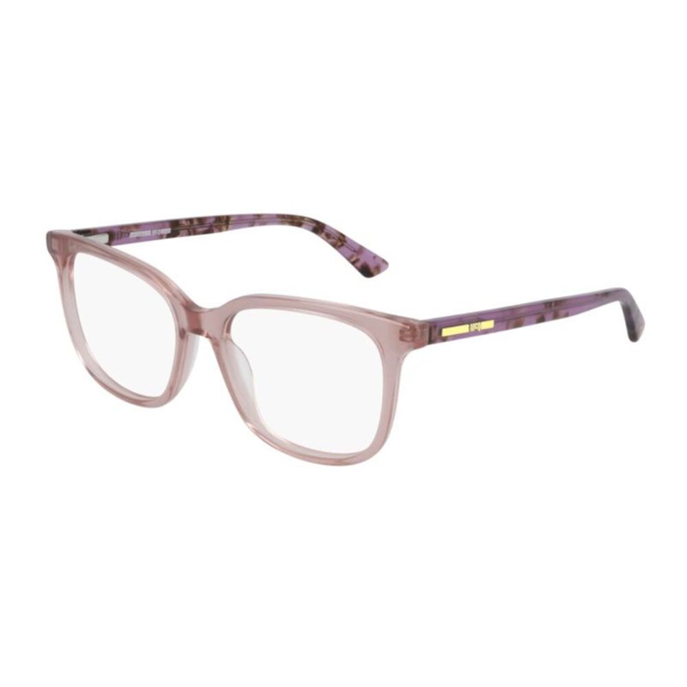 McQueen Sunglasses Square Full Rim, Transparent Pink Frame and Clear Demo Lens